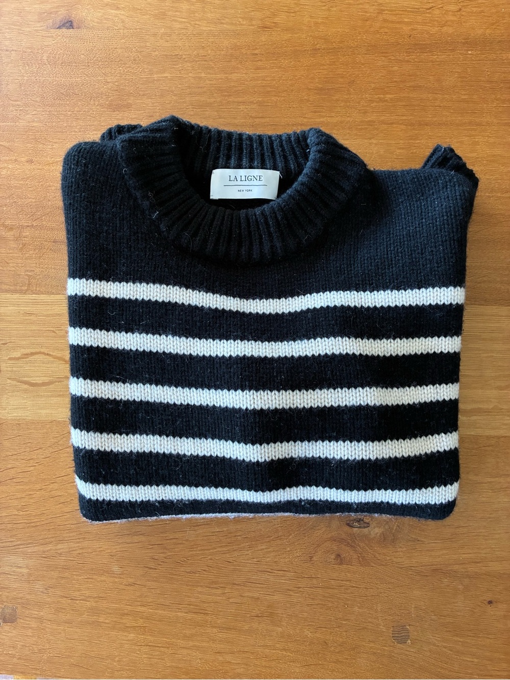 La Ligne Marin Black & White Horizontal Stripe Crewneck Sweater